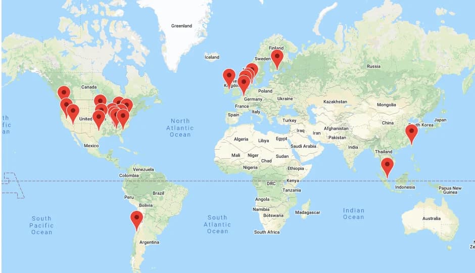 Датаценты Google на карте